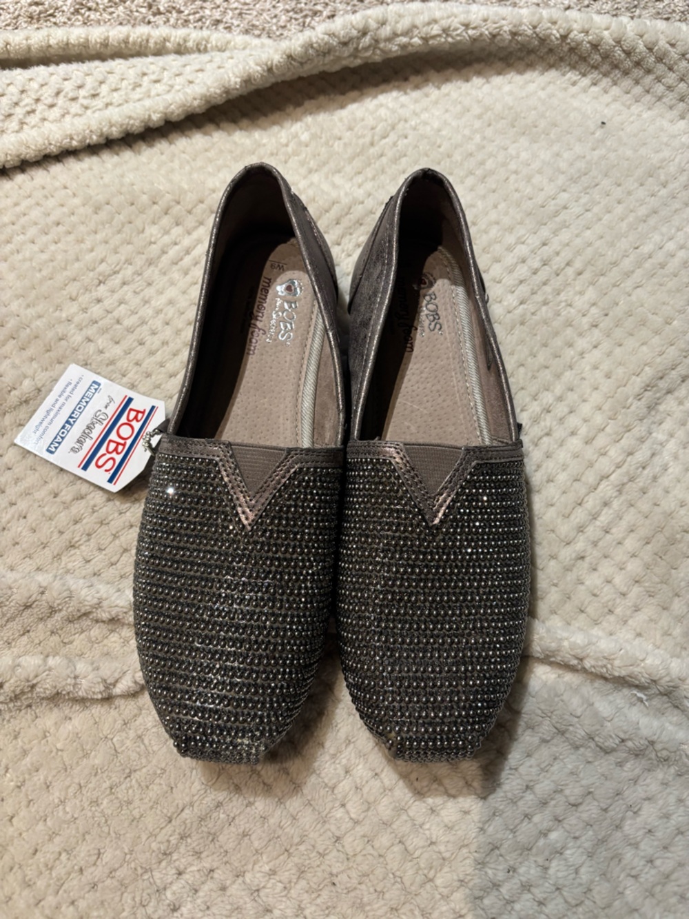 BOBS from Skechers Women's Black Rhinestone Slip-On Loafers - Picture 2 of 7